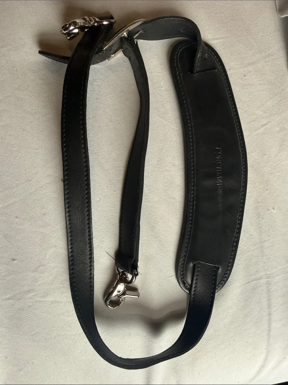 KORCHMAR Black Leather AsjustableShoulder Strap for Men Bags